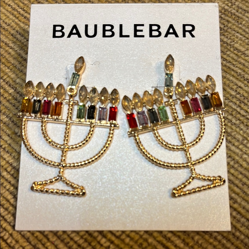BaubleBar Gold and Multicolor Menorah Earrings - Picture 2 of 2